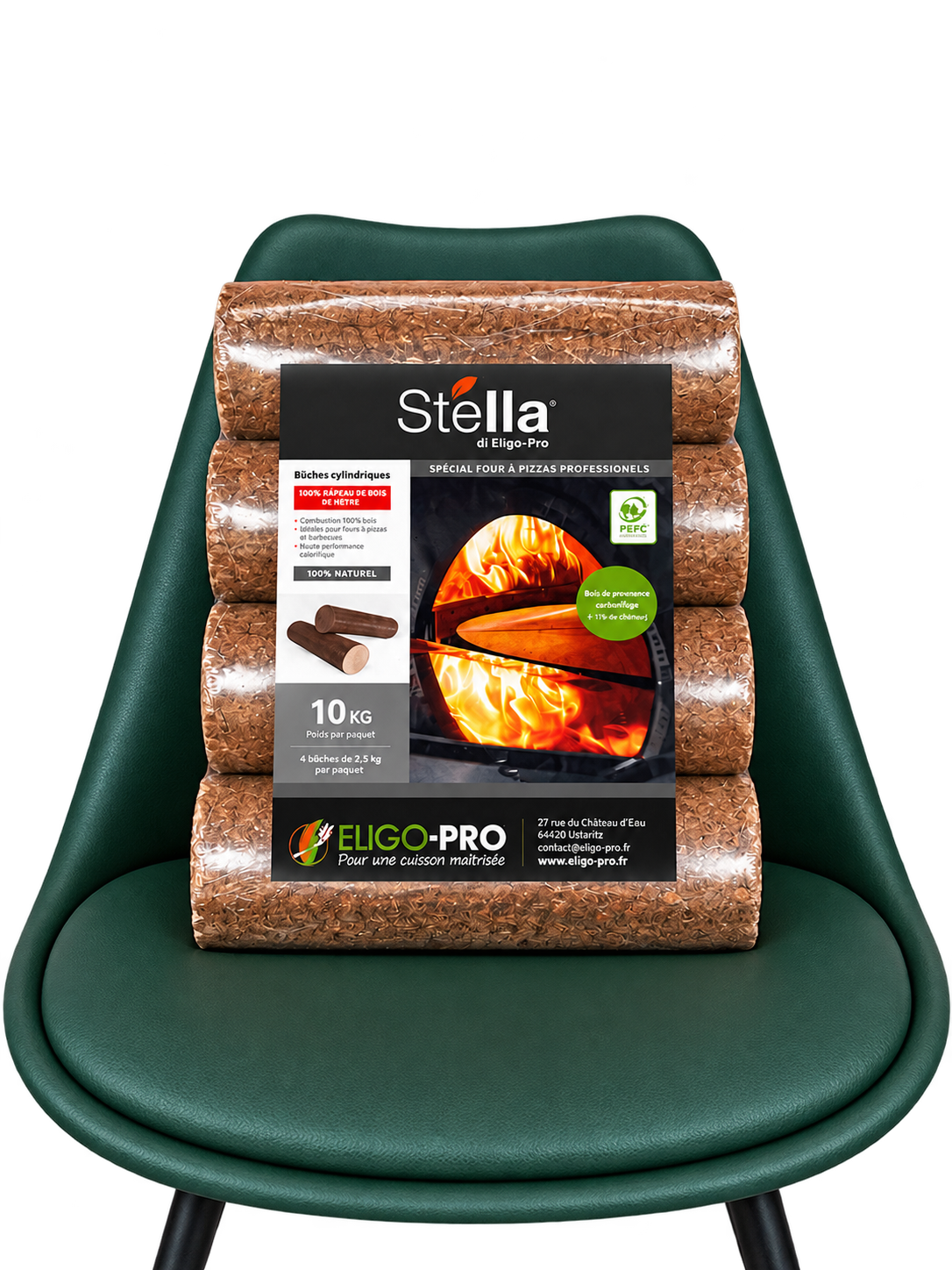 Paquet de 4 bûches Stella d'Eligo-Pro, spéciales fours à pizzas professionnels, 10 kg